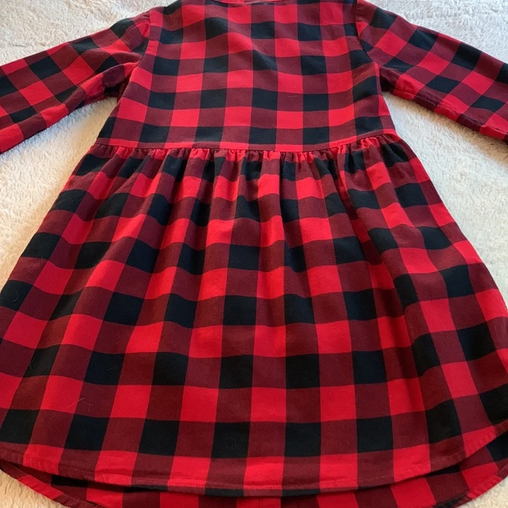 Gap Girl’s Buffalo Plaid Dress 5 Red & Black EUC